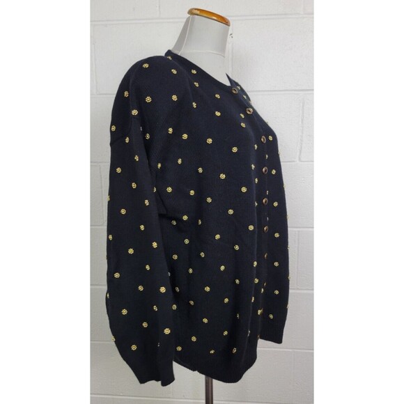 Vintage Marisa Christina Black Gold Beaded Cardigan Sweater 1X - Picture 3 of 8